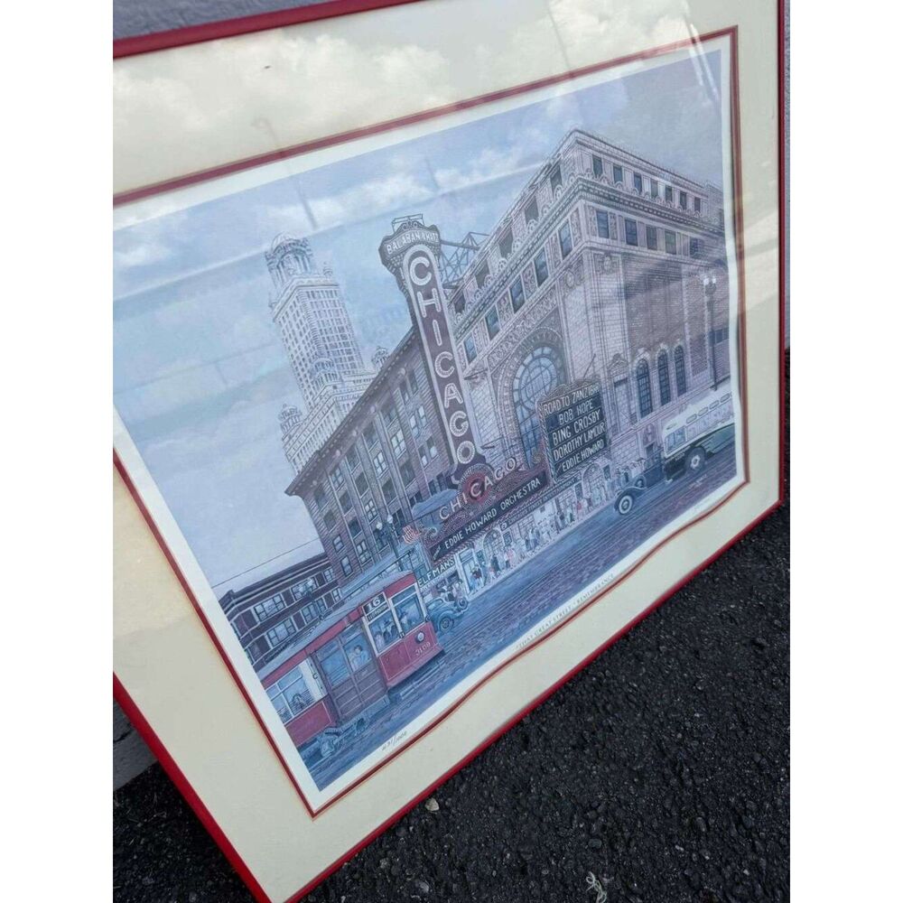 Jim Annis Signed Print "That Great Street Remembrance" – Chicago Theatre Framed